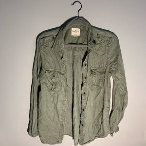 American Eagle army green cargo flannel